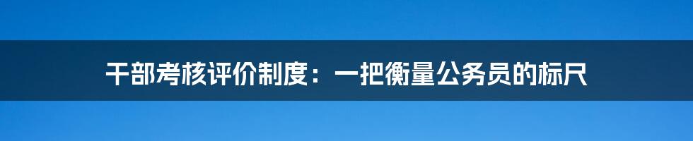 干部考核评价制度:一把衡量公务员的标尺