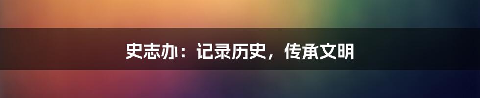 史志办:记录历史,传承文明