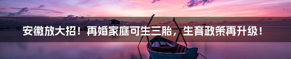 安徽放大招!再婚家庭可生三胎,生育政策再升级!