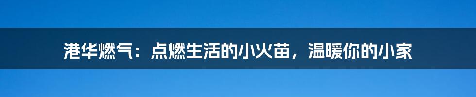 港华燃气:点燃生活的小火苗,温暖你的小家
