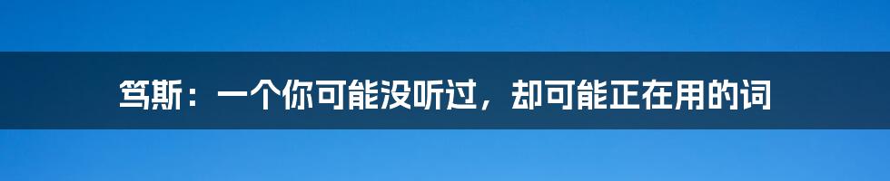 笃斯:一个你可能没听过,却可能正在用的词