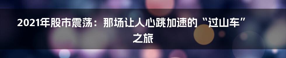 2021年股市震荡:那场让人心跳加速的“过山车”之旅