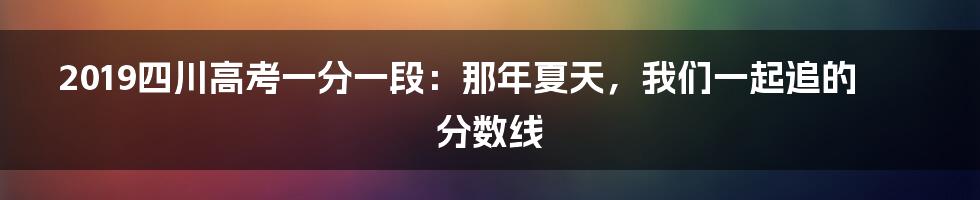 2019四川高考一分一段:那年夏天,我们一起追的分数线
