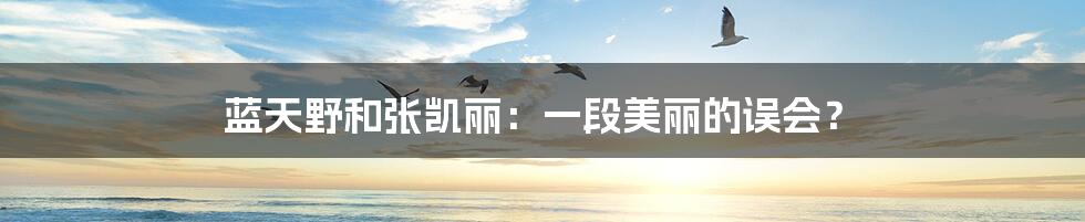 蓝天野和张凯丽:一段美丽的误会?