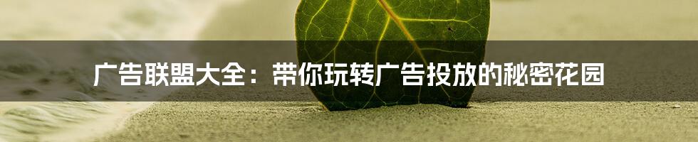 广告联盟大全:带你玩转广告投放的秘密花园