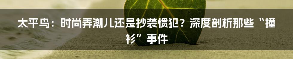 太平鸟:时尚弄潮儿还是抄袭惯犯?深度剖析那些“撞衫”事件