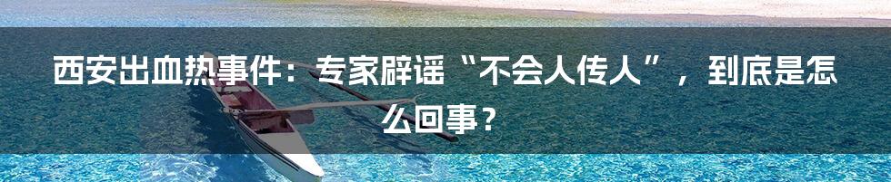 西安出血热事件:专家辟谣“不会人传人”,到底是怎么回事?