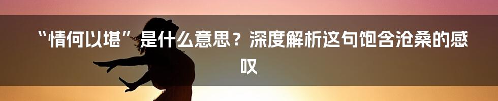 “情何以堪”是什么意思?深度解析这句饱含沧桑的感叹