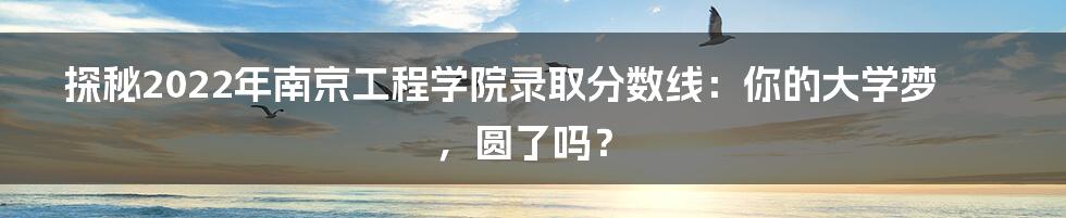 探秘2022年南京工程学院录取分数线:你的大学梦,圆了吗?