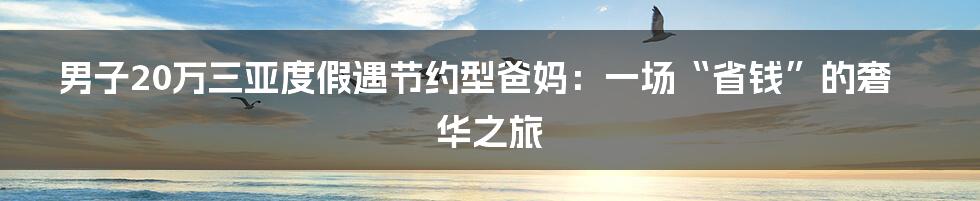 男子20万三亚度假遇节约型爸妈:一场“省钱”的奢华之旅
