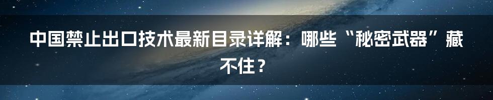中国禁止出口技术最新目录详解:哪些“秘密武器”藏不住?