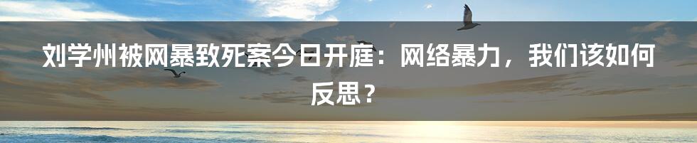 刘学州被网暴致死案今日开庭:网络暴力,我们该如何反思?