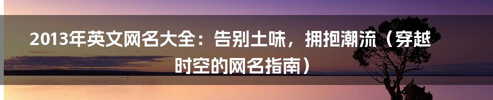 2013年英文网名大全:告别土味,拥抱潮流(穿越时空的网名指南)