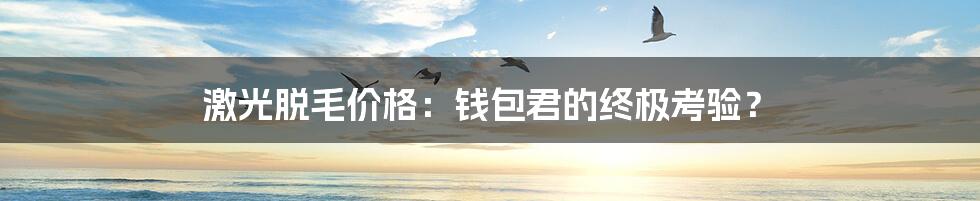 激光脱毛价格:钱包君的终极考验?