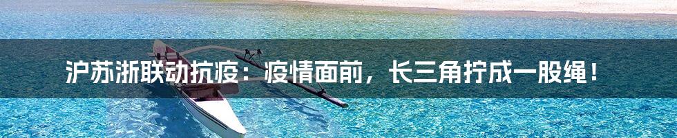 沪苏浙联动抗疫:疫情面前,长三角拧成一股绳!