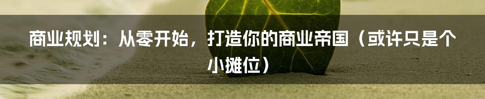 商业规划:从零开始,打造你的商业帝国(或许只是个小摊位)