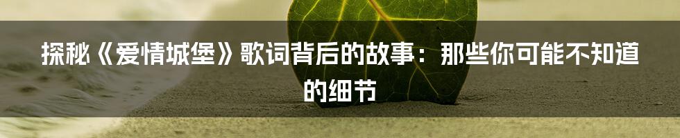 探秘《爱情城堡》歌词背后的故事:那些你可能不知道的细节