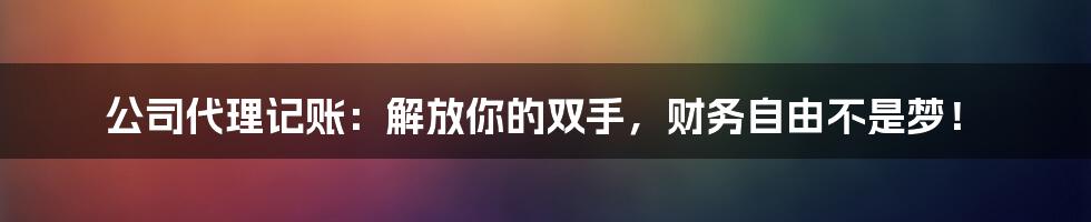 公司代理记账:解放你的双手,财务自由不是梦!