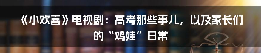 《小欢喜》电视剧:高考那些事儿,以及家长们的“鸡娃”日常