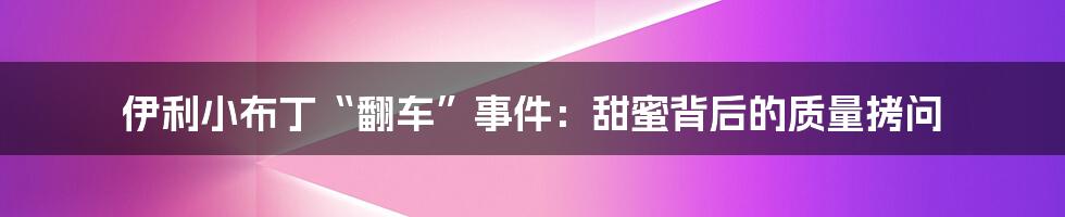 伊利小布丁“翻车”事件:甜蜜背后的质量拷问