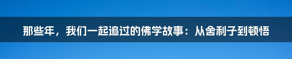 那些年,我们一起追过的佛学故事:从舍利子到顿悟