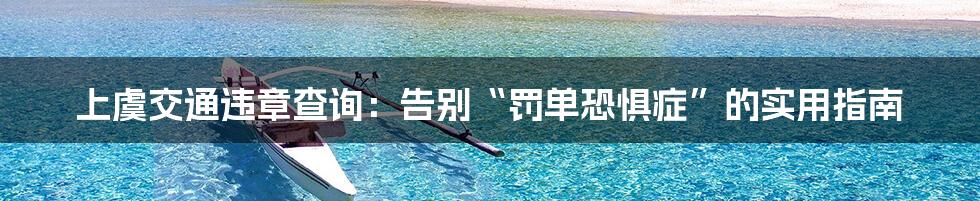 上虞交通违章查询:告别“罚单恐惧症”的实用指南