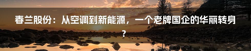 春兰股份:从空调到新能源,一个老牌国企的华丽转身?