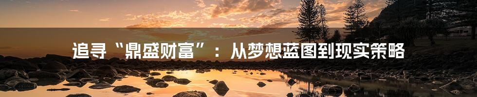 追寻“鼎盛财富”:从梦想蓝图到现实策略