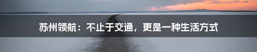 苏州领航:不止于交通,更是一种生活方式
