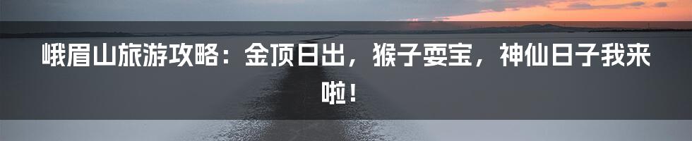 峨眉山旅游攻略:金顶日出,猴子耍宝,神仙日子我来啦!