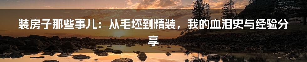 装房子那些事儿：从毛坯到精装，我的血泪史与经验分享