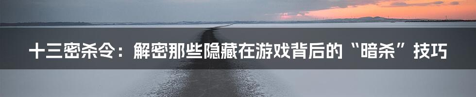 十三密杀令:解密那些隐藏在游戏背后的“暗杀”技巧