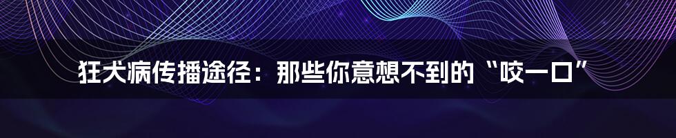 狂犬病传播途径：那些你意想不到的“咬一口”