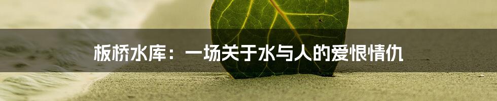 板桥水库：一场关于水与人的爱恨情仇