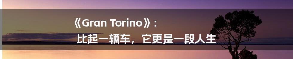 《Gran Torino》: 比起一辆车,它更是一段人生