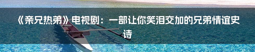 《亲兄热弟》电视剧:一部让你笑泪交加的兄弟情谊史诗