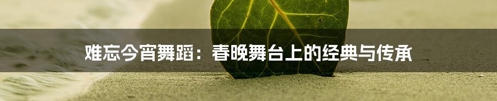 难忘今宵舞蹈:春晚舞台上的经典与传承