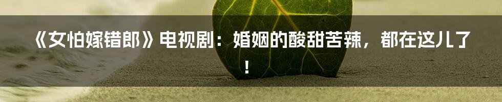 《女怕嫁错郎》电视剧:婚姻的酸甜苦辣,都在这儿了!