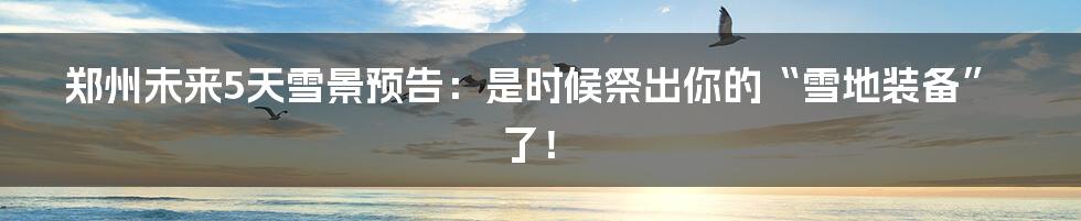 郑州未来5天雪景预告:是时候祭出你的“雪地装备”了!