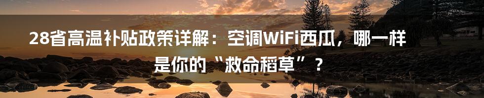 28省高温补贴政策详解:空调WiFi西瓜,哪一样是你的“救命稻草”?