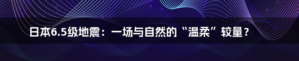 日本6.5级地震:一场与自然的“温柔”较量?