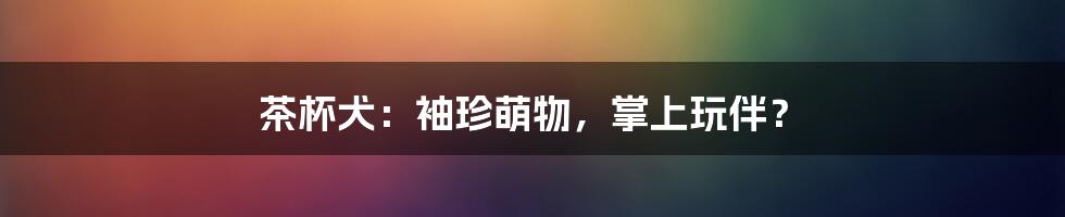 茶杯犬:袖珍萌物,掌上玩伴?