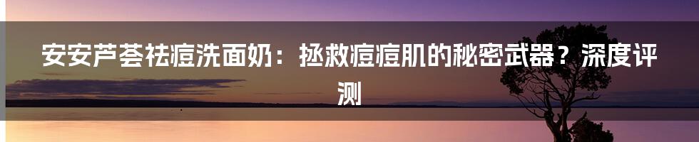 安安芦荟祛痘洗面奶:拯救痘痘肌的秘密武器?深度评测