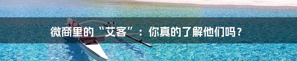 微商里的“艾客”:你真的了解他们吗?