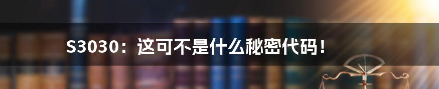 S3030:这可不是什么秘密代码!