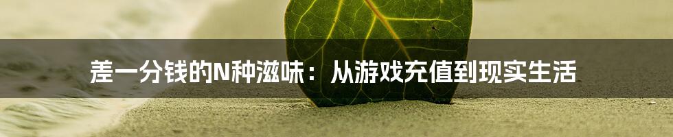差一分钱的N种滋味:从游戏充值到现实生活
