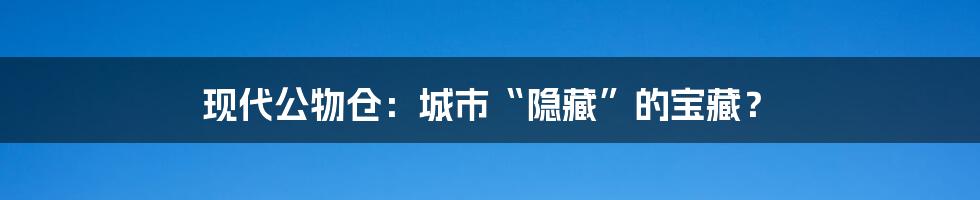 现代公物仓:城市“隐藏”的宝藏?