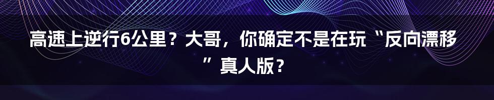 高速上逆行6公里?大哥,你确定不是在玩“反向漂移”真人版?