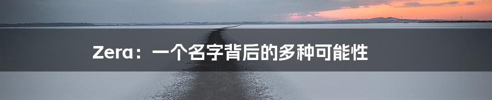 Zera:一个名字背后的多种可能性