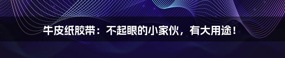 牛皮纸胶带:不起眼的小家伙,有大用途!